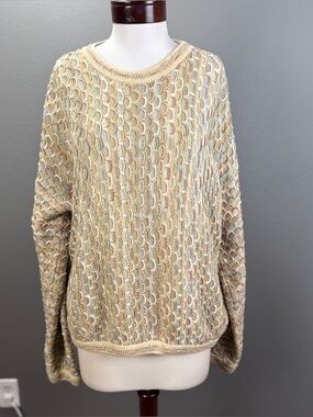 Vintage Tundra Canada Textured 3D Knit HoneyComb Pattern Sweater Men's Large